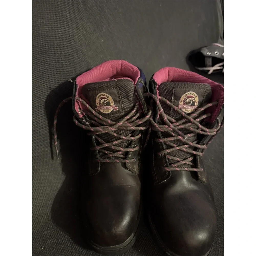 Womens Brahma Steel Toe Boots Brown With Pink Interior Size 8
